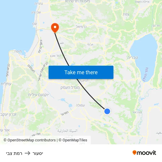 רמת צבי to יסעור map
