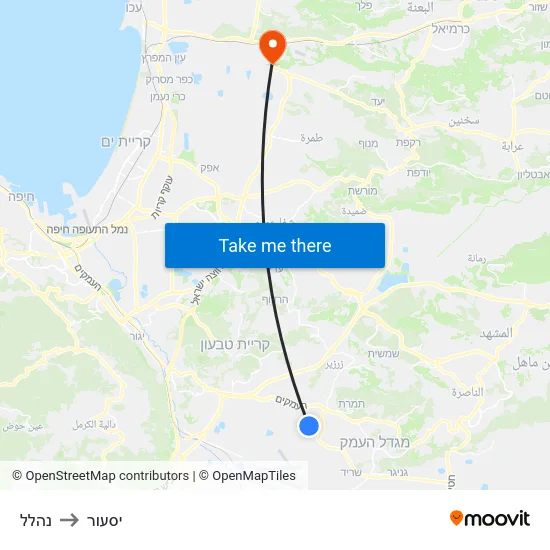 נהלל to יסעור map