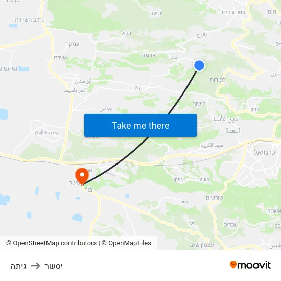 גיתה to יסעור map