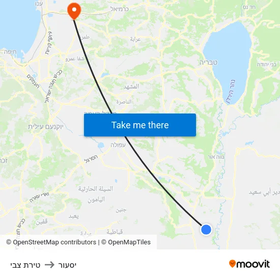 טירת צבי to יסעור map