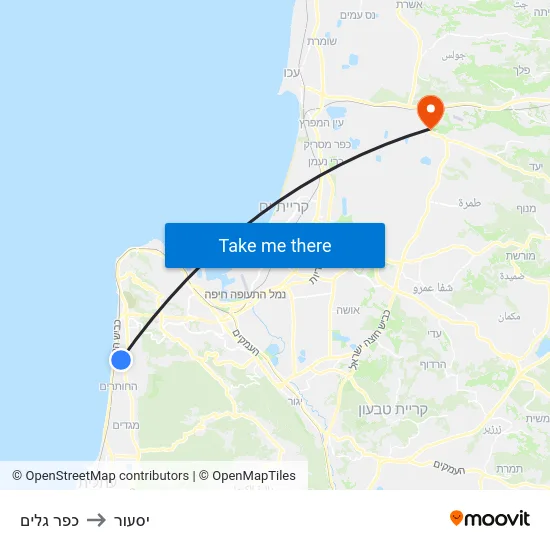 כפר גלים to יסעור map
