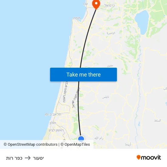 כפר רות to יסעור map