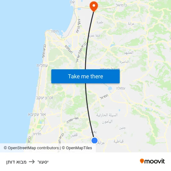 מבוא דותן to יסעור map