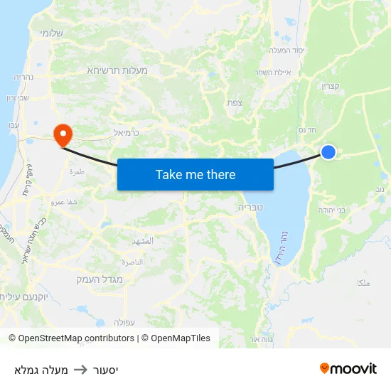 מעלה גמלא to יסעור map