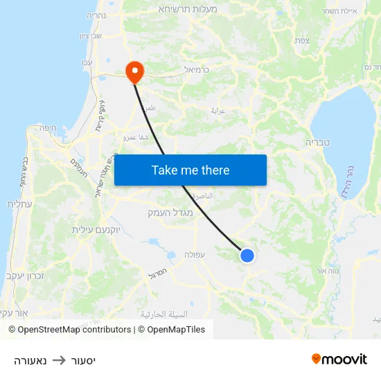 נאעורה to יסעור map