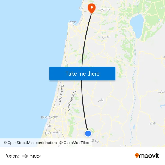 נחליאל to יסעור map