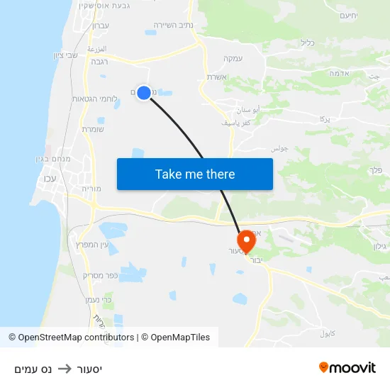 נס עמים to יסעור map
