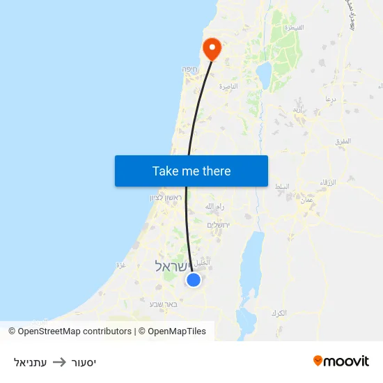 עתניאל to יסעור map