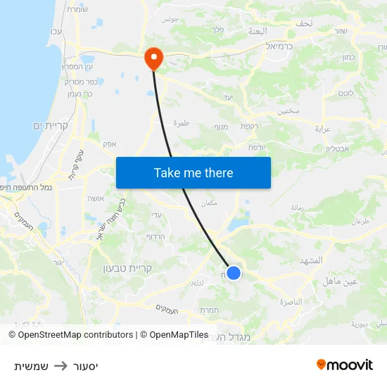 שמשית to יסעור map