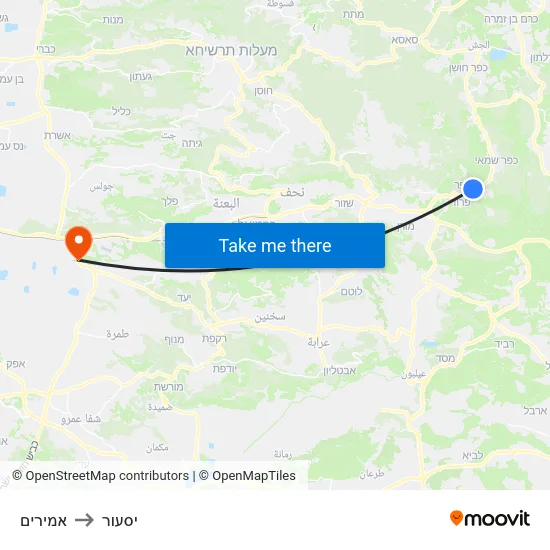 אמירים to יסעור map