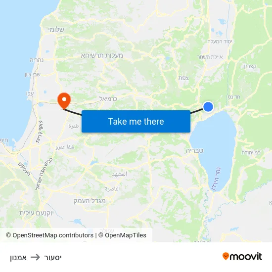 אמנון to יסעור map