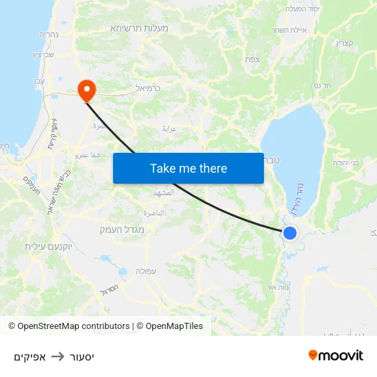 אפיקים to יסעור map