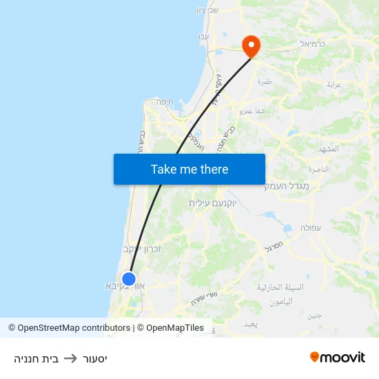 בית חנניה to יסעור map