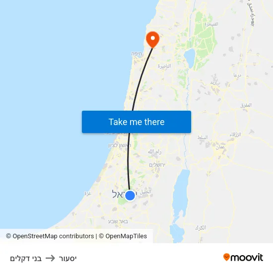 בני דקלים to יסעור map