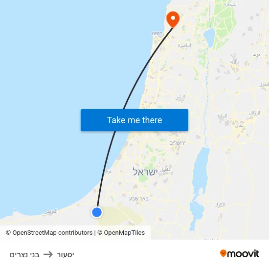 בני נצרים to יסעור map