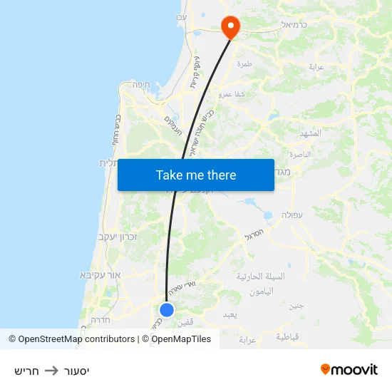 חריש to יסעור map