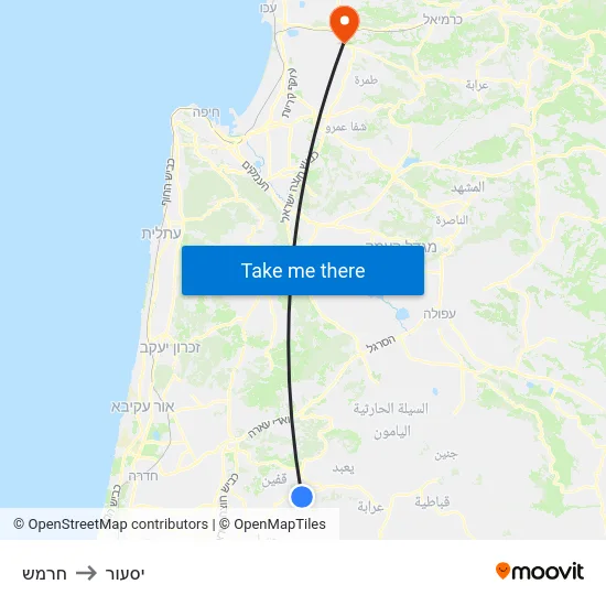 חרמש to יסעור map