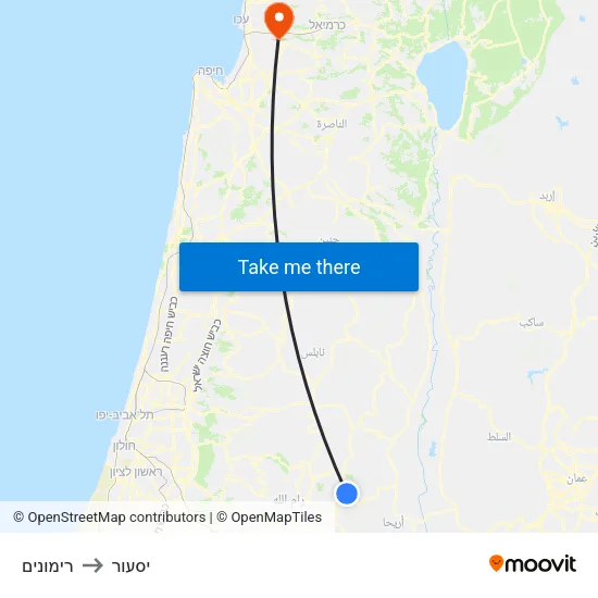 רימונים to יסעור map