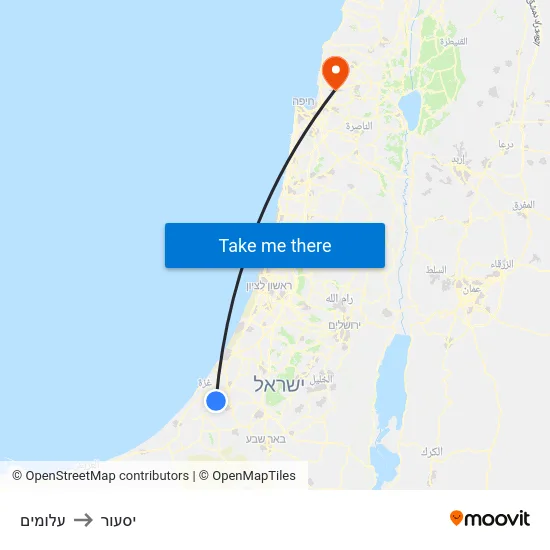עלומים to יסעור map