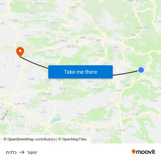 כלנית to יסעור map
