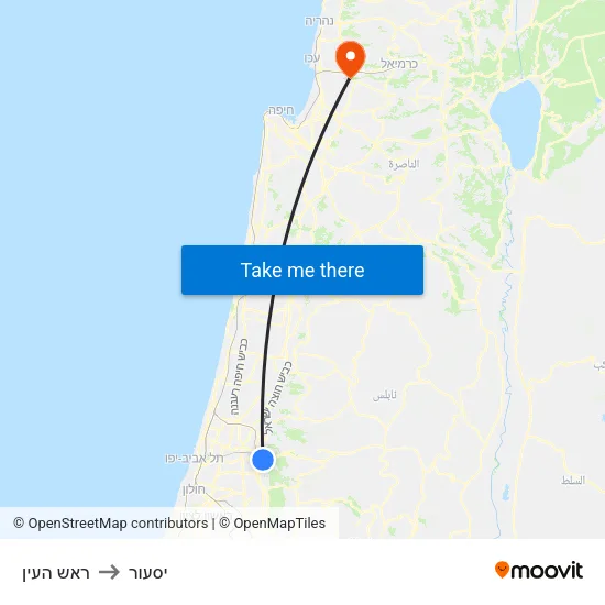 ראש העין to יסעור map