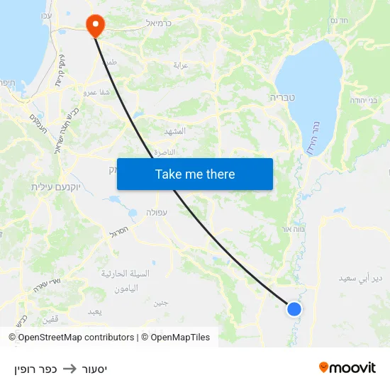 כפר רופין to יסעור map