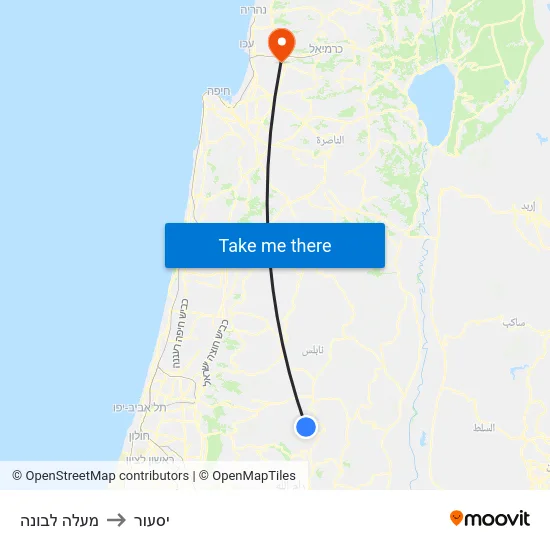 מעלה לבונה to יסעור map