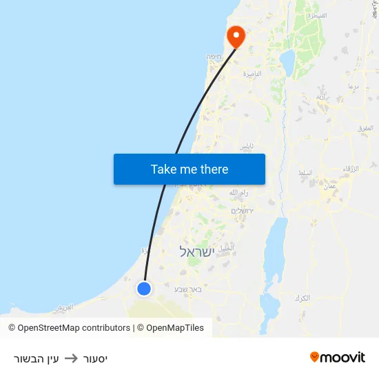 עין הבשור to יסעור map