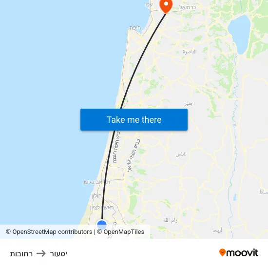 רחובות to יסעור map