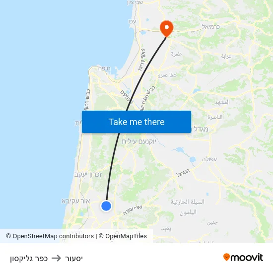 כפר גליקסון to יסעור map