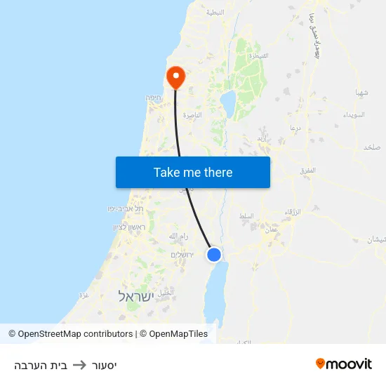 בית הערבה to יסעור map