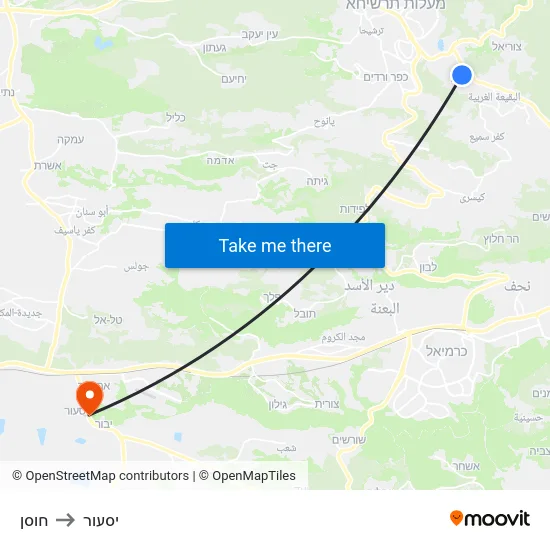 חוסן to יסעור map