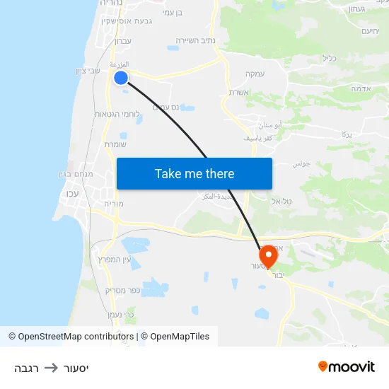 רגבה to יסעור map