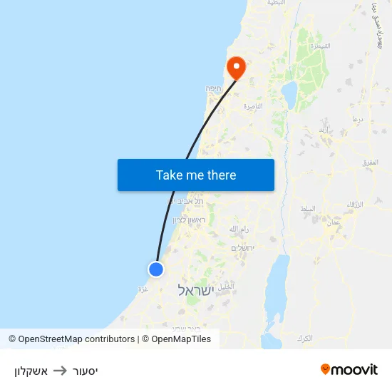 אשקלון to יסעור map
