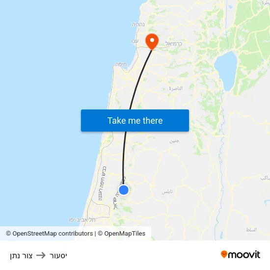 צור נתן to יסעור map