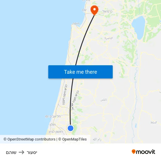 שוהם to יסעור map