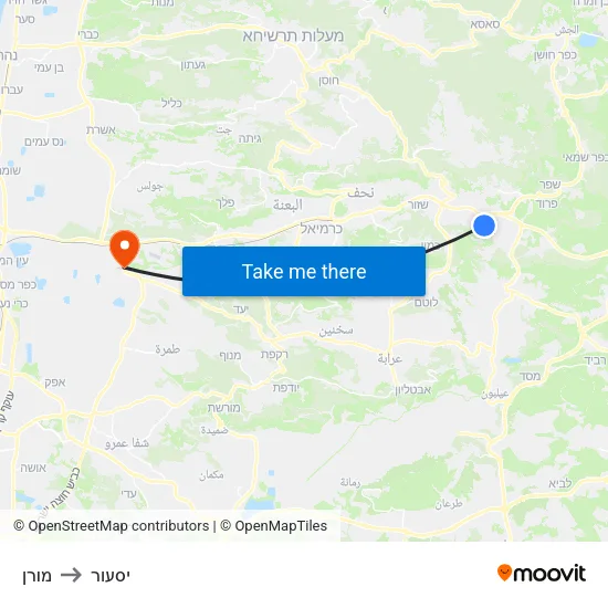 מורן to יסעור map