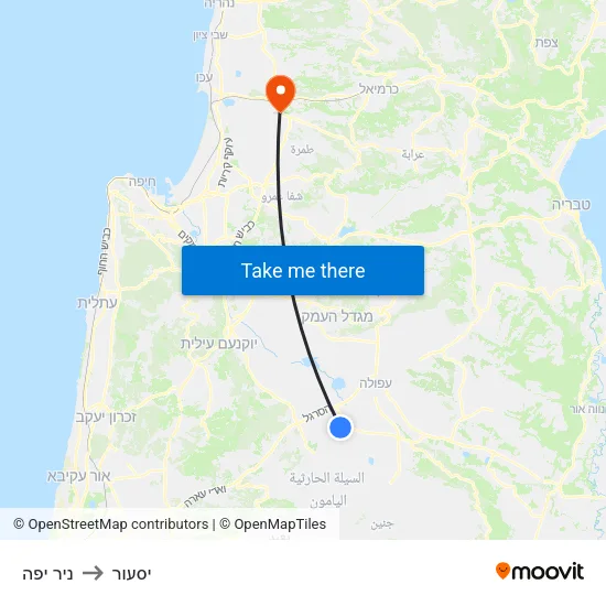 ניר יפה to יסעור map