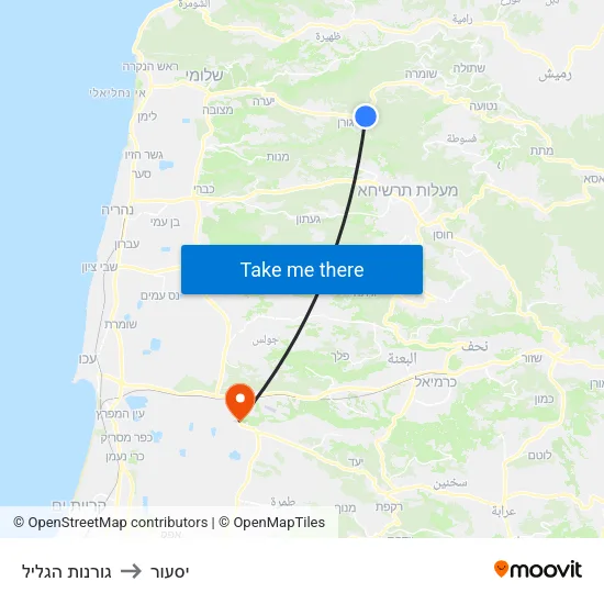 גורנות הגליל to יסעור map