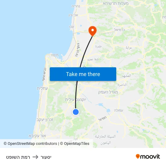 רמת השופט to יסעור map
