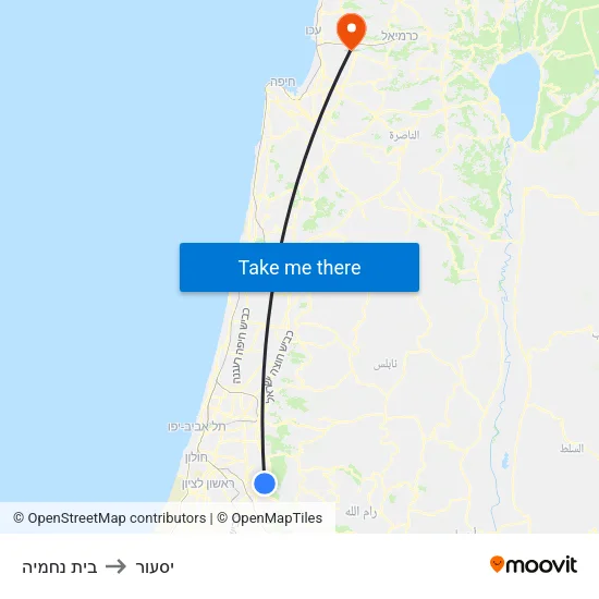 בית נחמיה to יסעור map