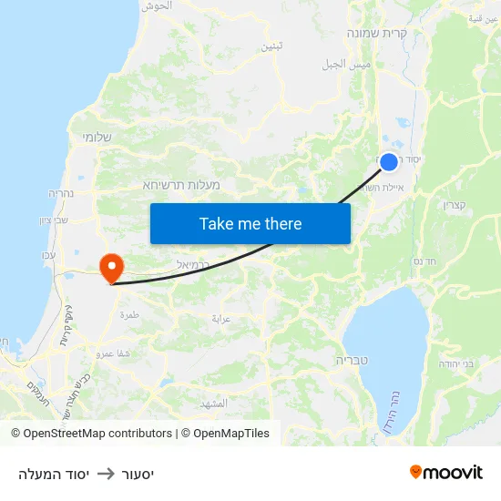 יסוד המעלה to יסעור map