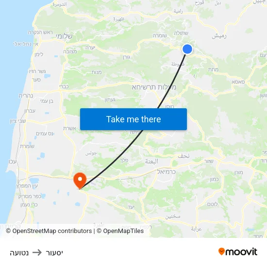 נטועה to יסעור map