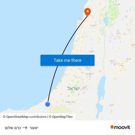 כרם שלום to יסעור map