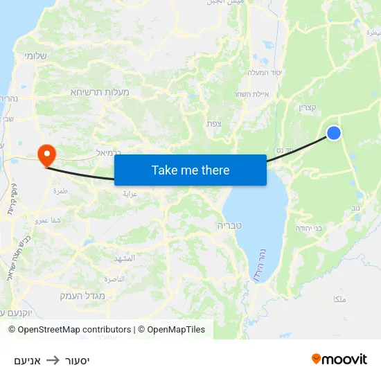 אניעם to יסעור map