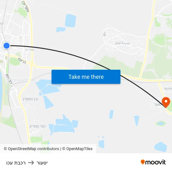 רכבת עכו to יסעור map