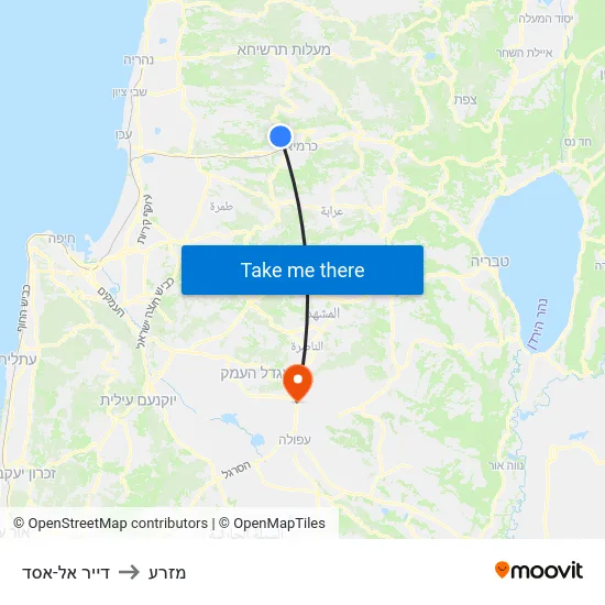דייר אל-אסד to מזרע map