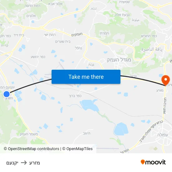 יקנעם to מזרע map