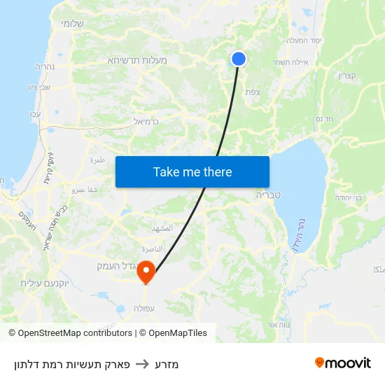 פארק תעשיות רמת דלתון to מזרע map