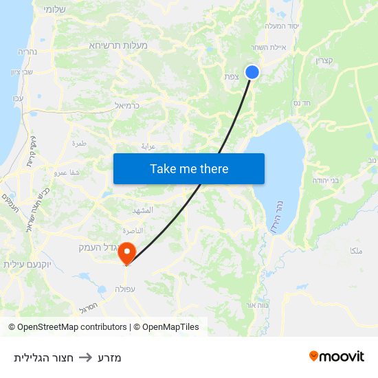 חצור הגלילית to מזרע map